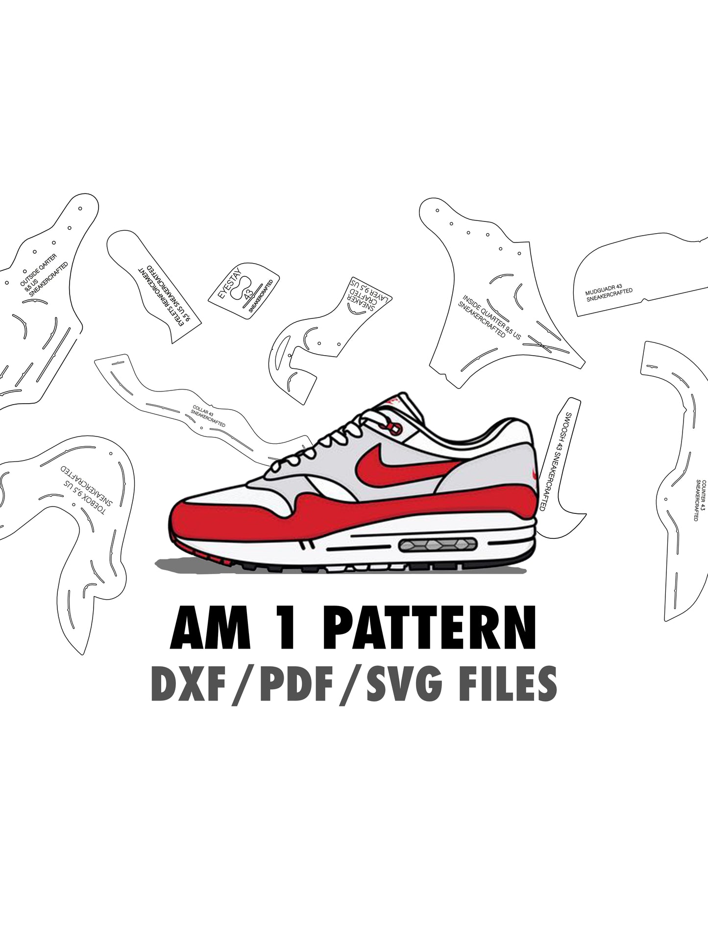 AIR MAX 1  digital pattern  PDF, DXF, SVG files