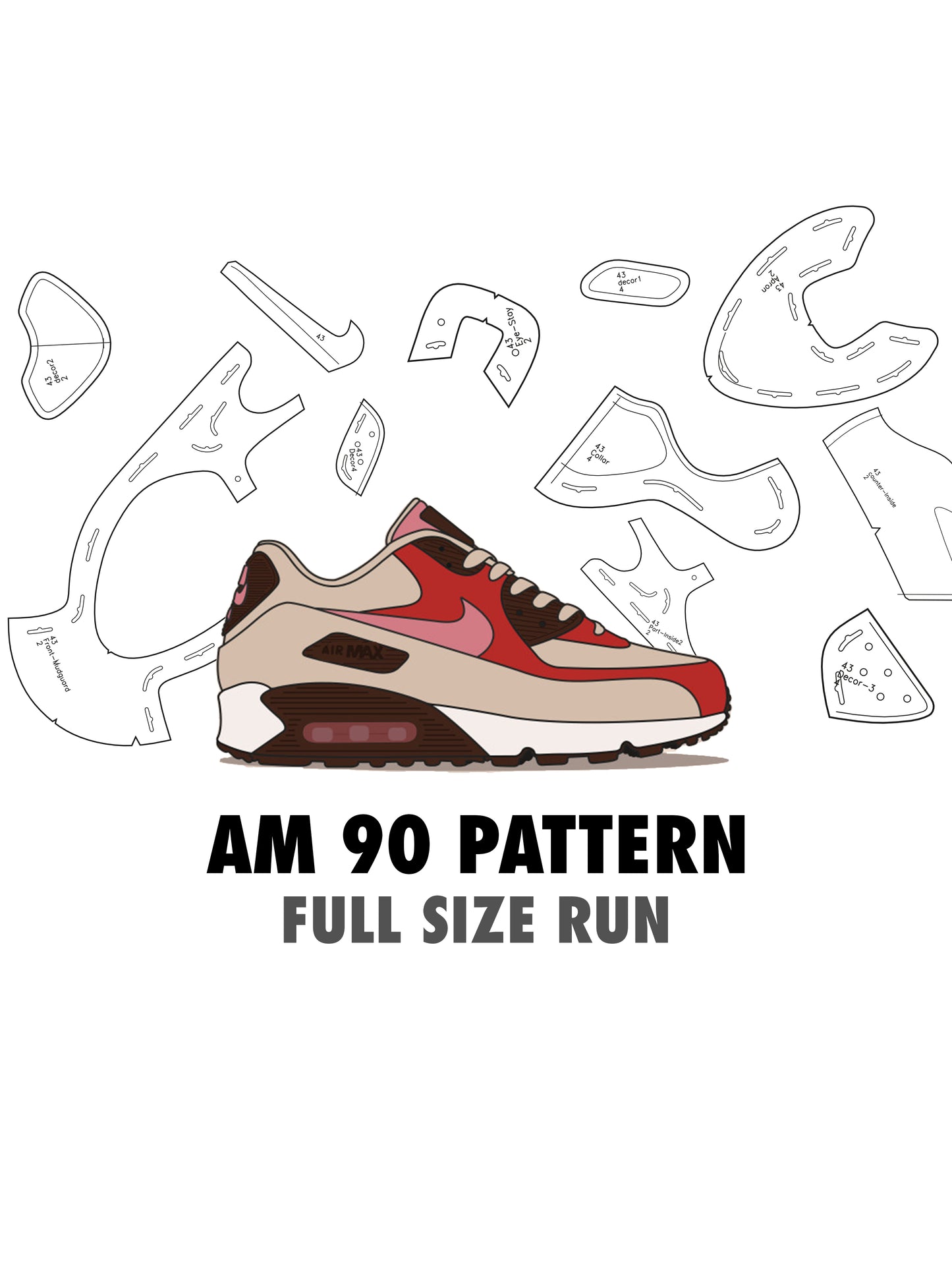 AIR MAX 90 digital pattern  PDF, DXF, SVG files