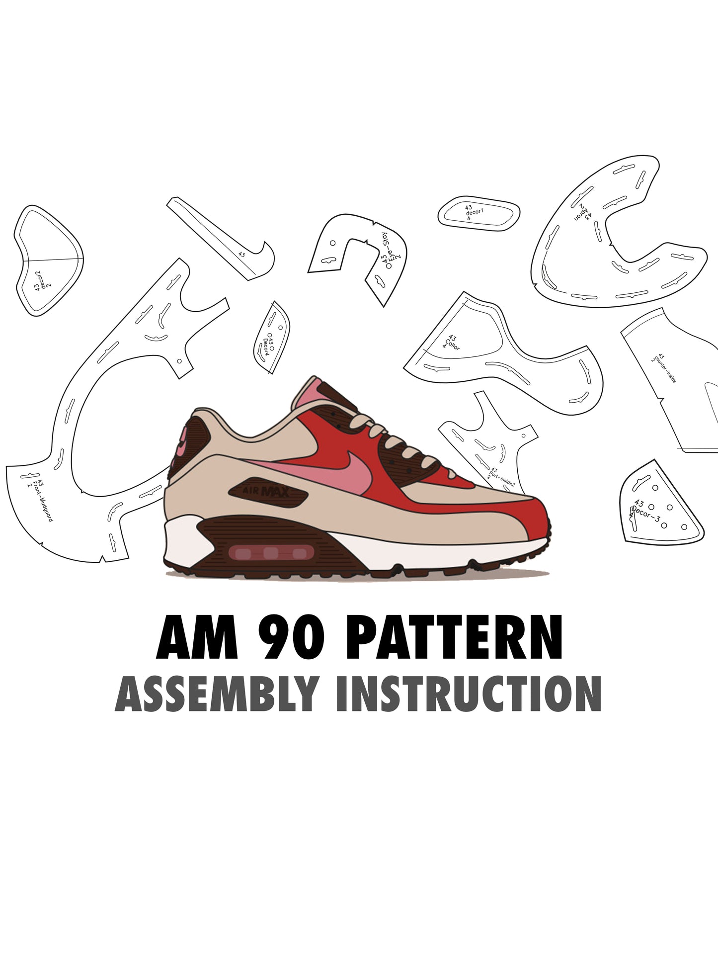 AIR MAX 90 digital pattern  PDF, DXF, SVG files